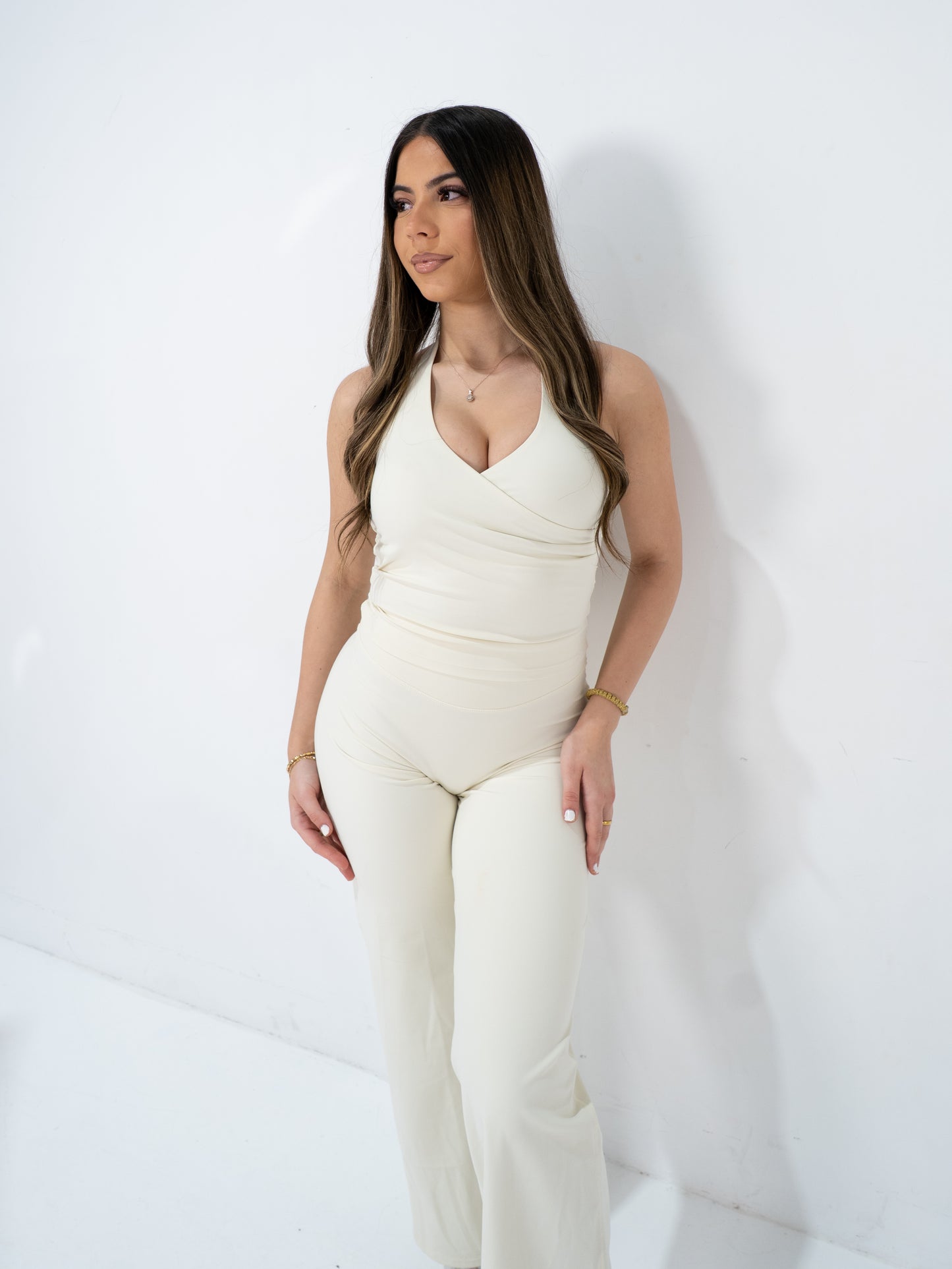 Core Cloud Halter Tank - Cream