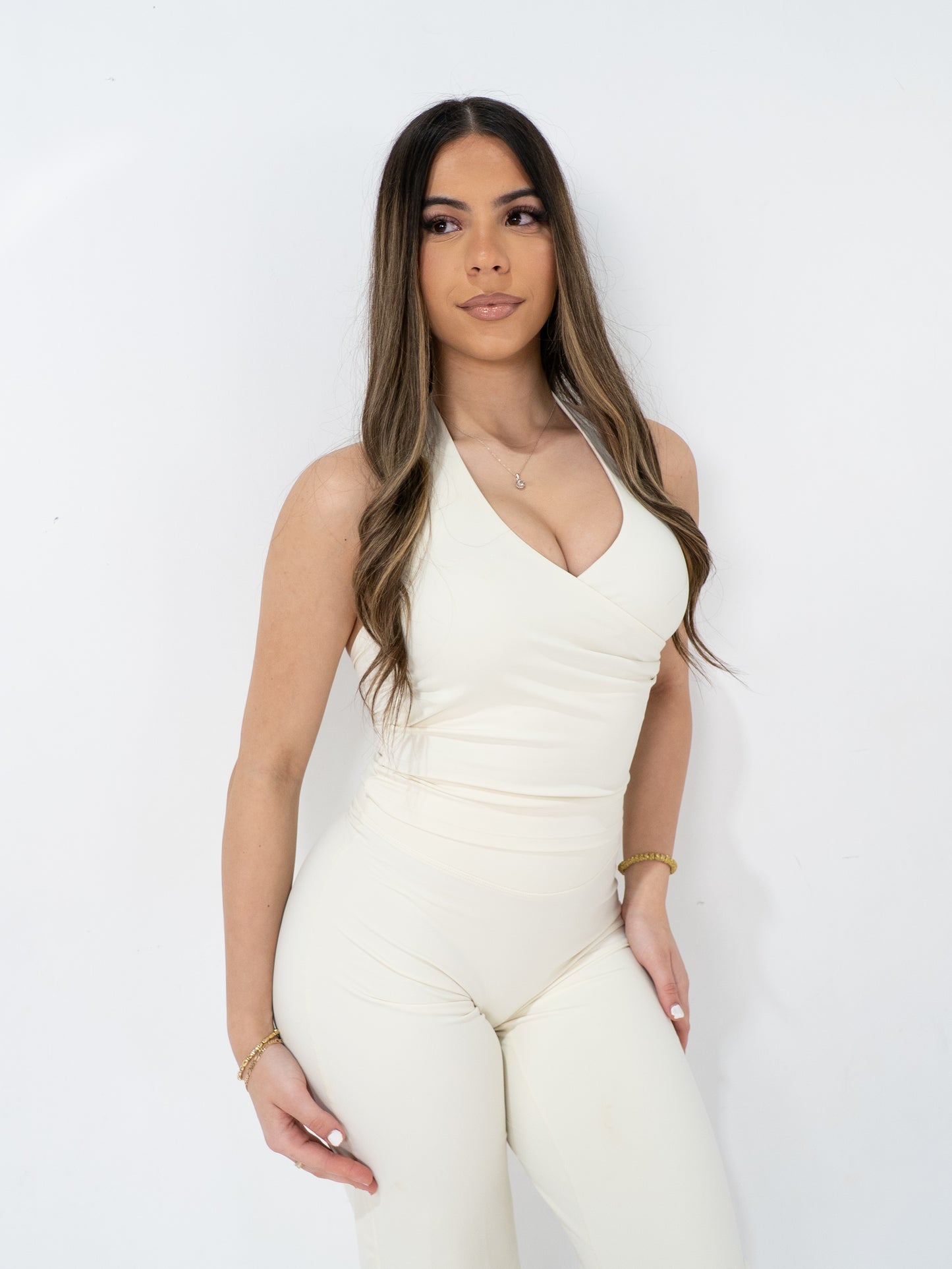 Core Cloud Halter Tank - Cream