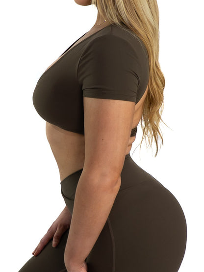 Forme Crop Tee - Choc Truffle