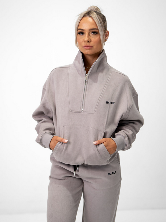 1/4 Zip Sweatshirt - Off Grey