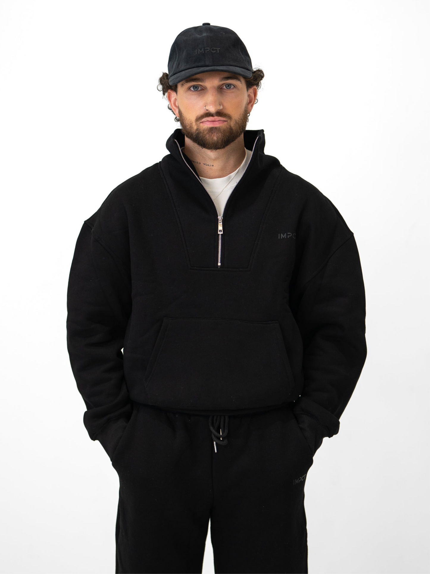 1/4 Zip Sweatshirt - Jet Black