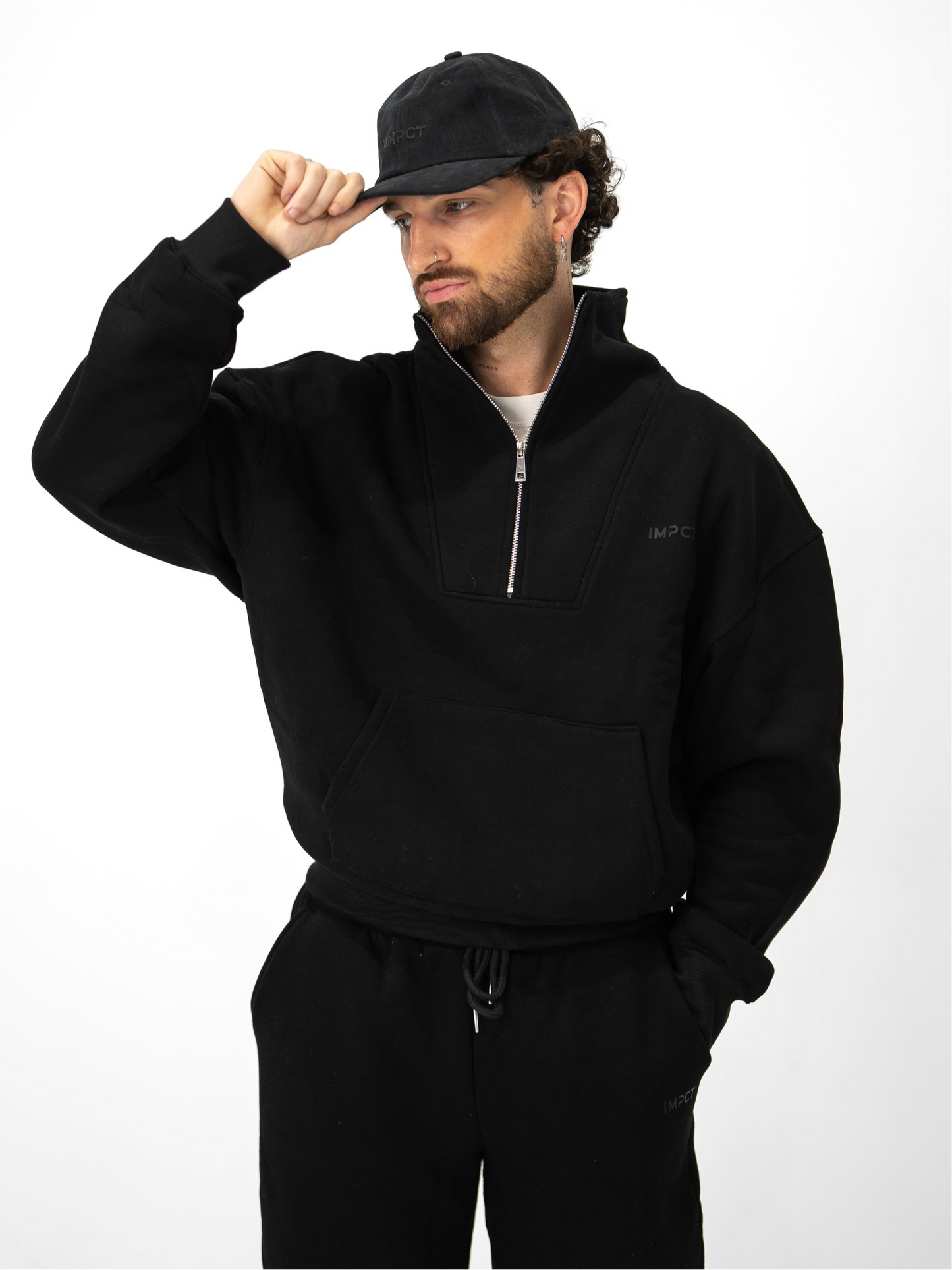 1/4 Zip Sweatshirt - Jet Black