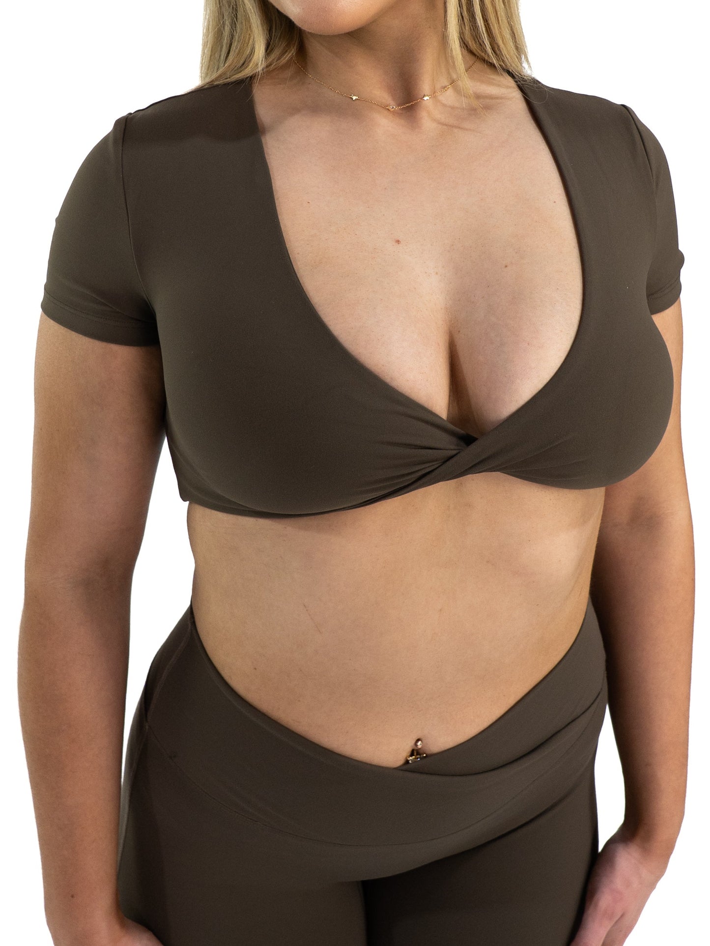 Forme Crop Tee - Choc Truffle