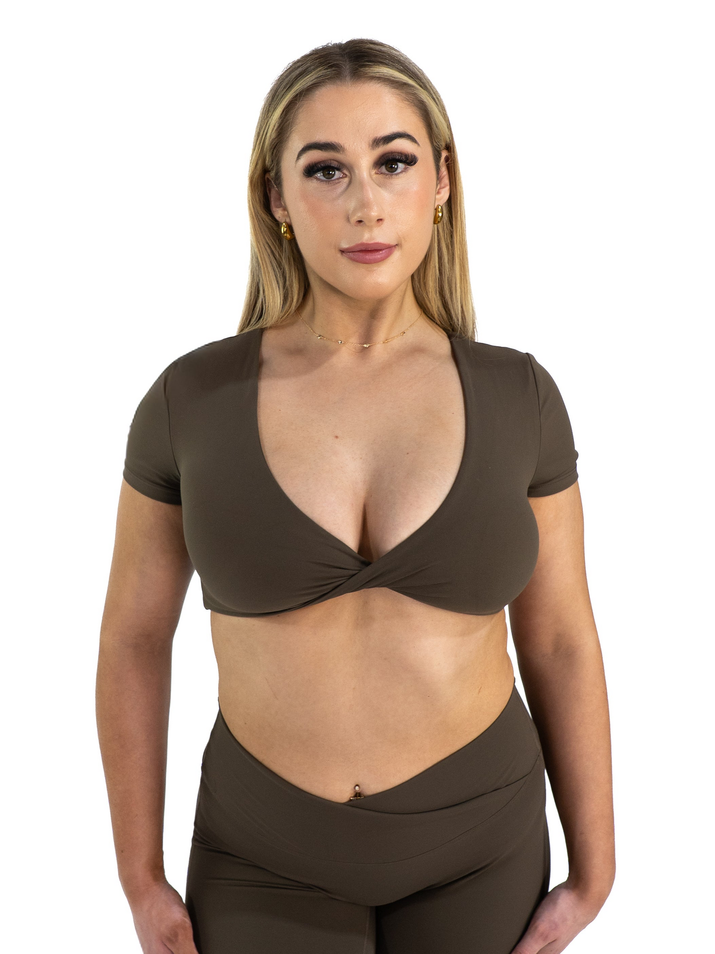 Forme Crop Tee - Choc Truffle