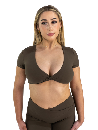 Forme Crop Tee - Choc Truffle